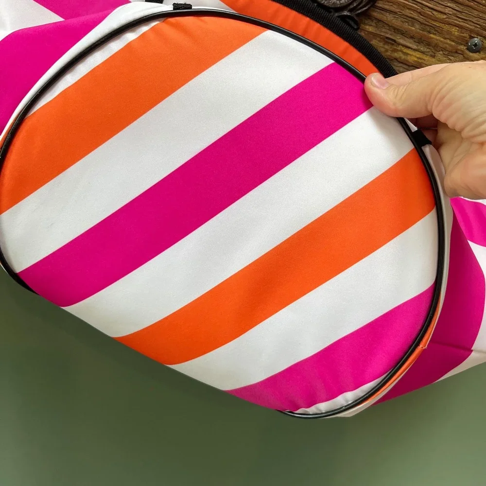 Scout Insulated Cooler Bag Pink Orange White Striped Tote with Bottle Opener
